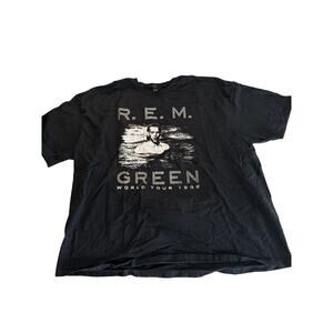 Vtg 80s REM Green World Tour 1989 Black T-Shirt Mens Band Tee-4XL